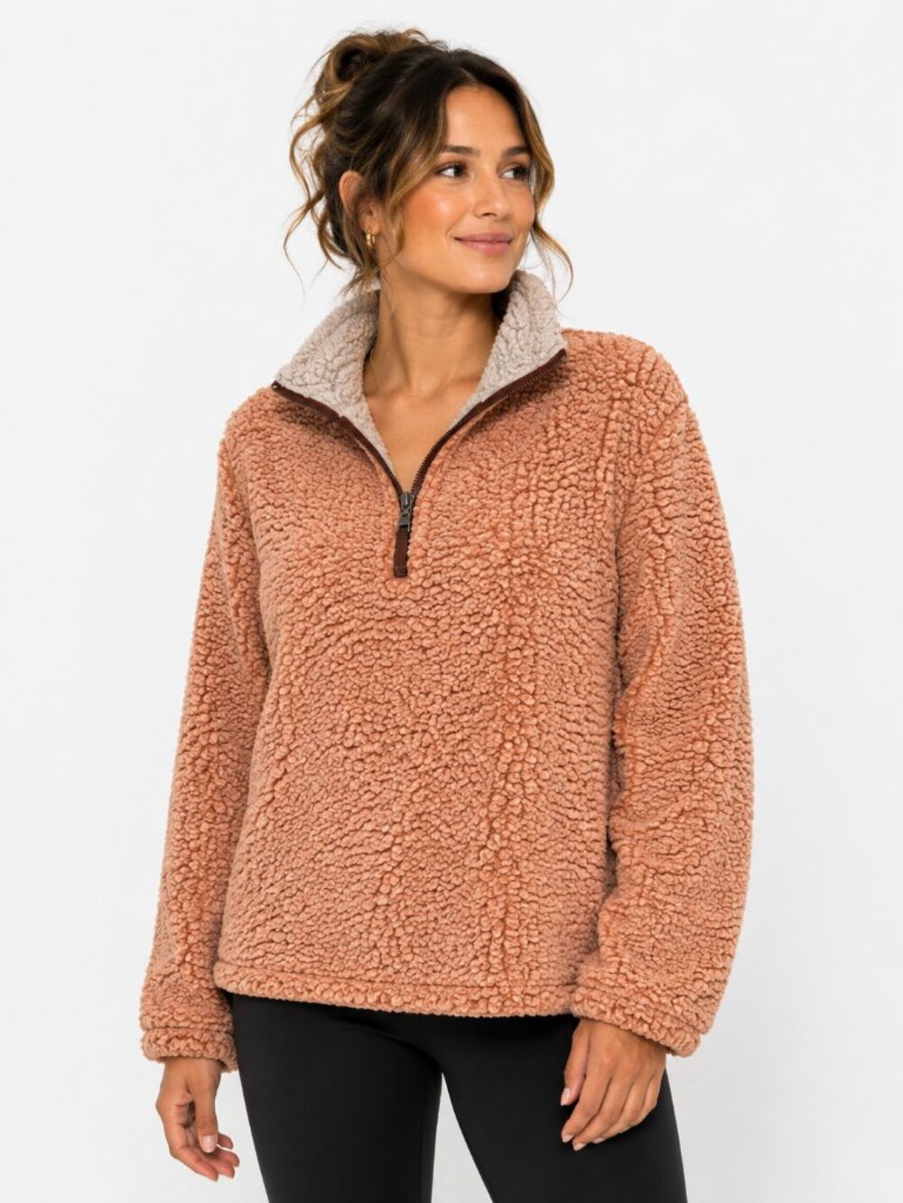 True Grit Coral Sherpa Quarter Zip Pullover Women’s M